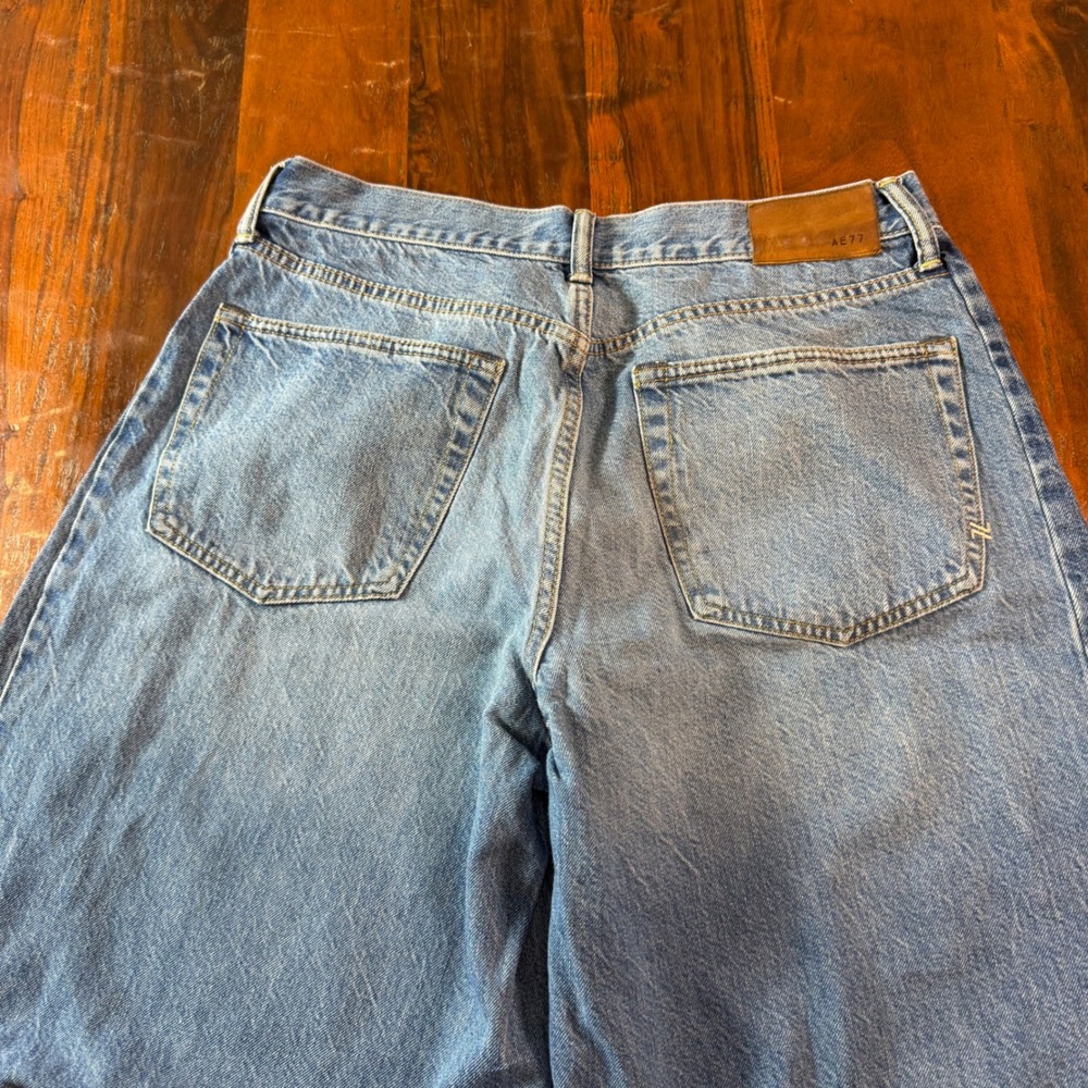 AE77 New York Wide Leg Light Wash Organic Cotton Jeans Size 28 Short - Picture 14 of 14